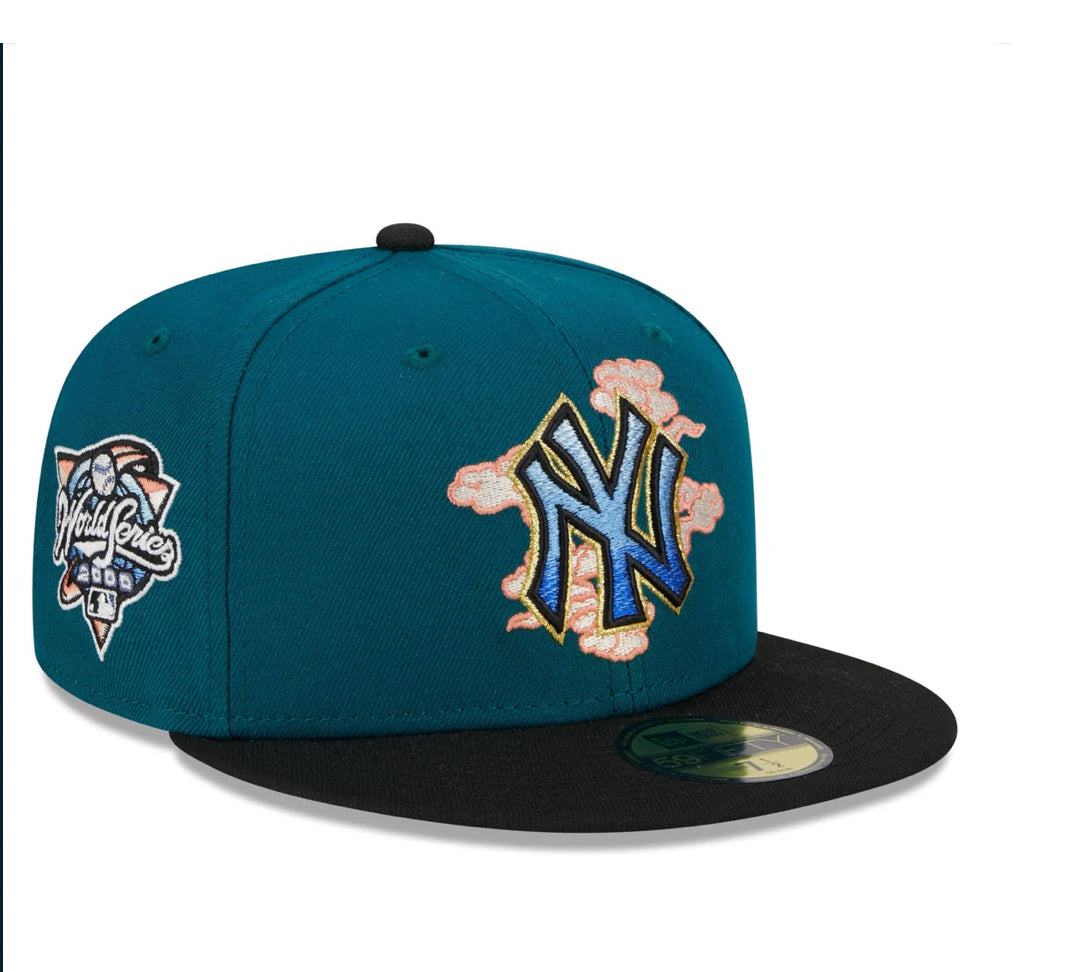 NEW ERA 59FIFTY MLB NEW YORK YANKEES CLOUD SPIRAL WORLD SERIES 2000 TWO TONE / GREY UV FITTED CAP