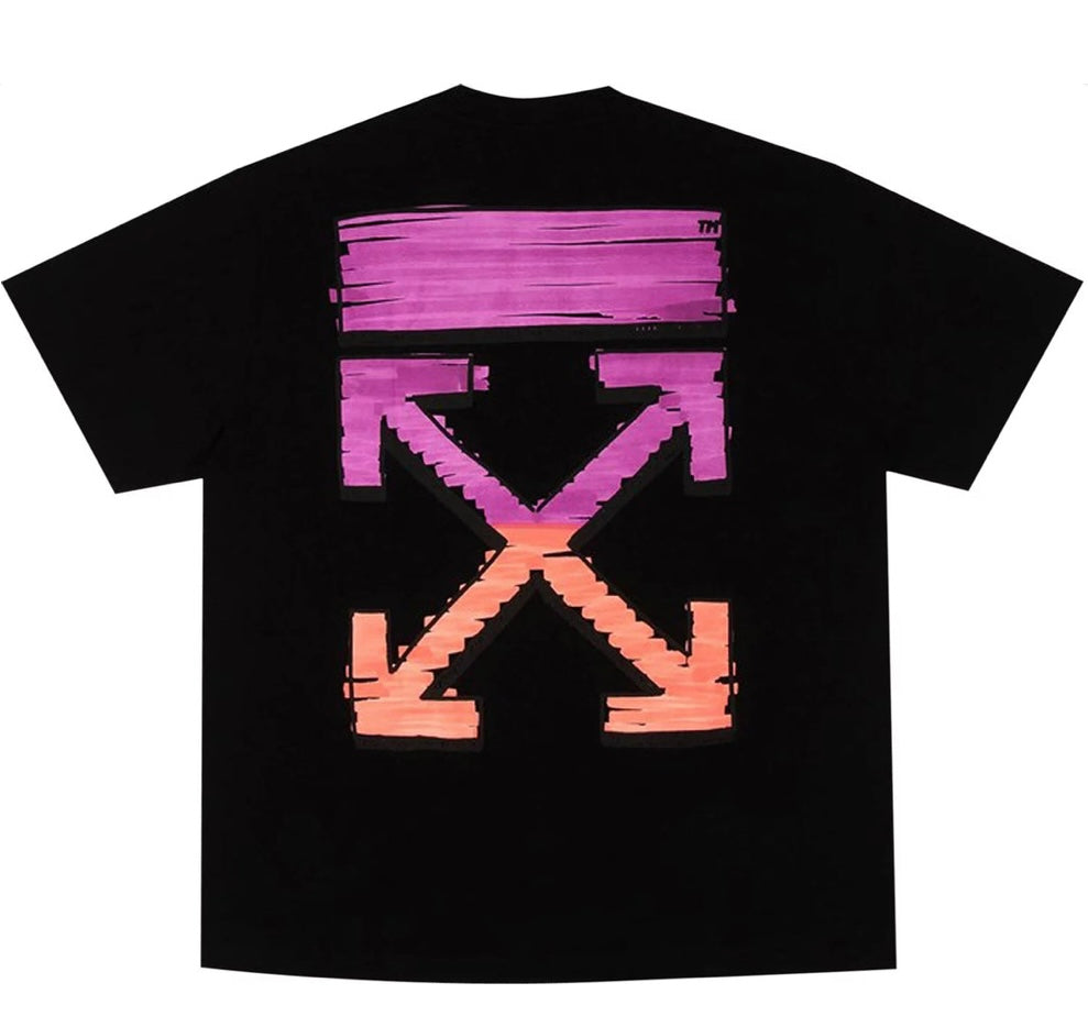 Off-White Marker Short-Sleeve Over Tee – Black/Fuchsia